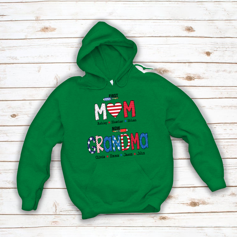 First Mom Now Grandma and grandkids Hoodie