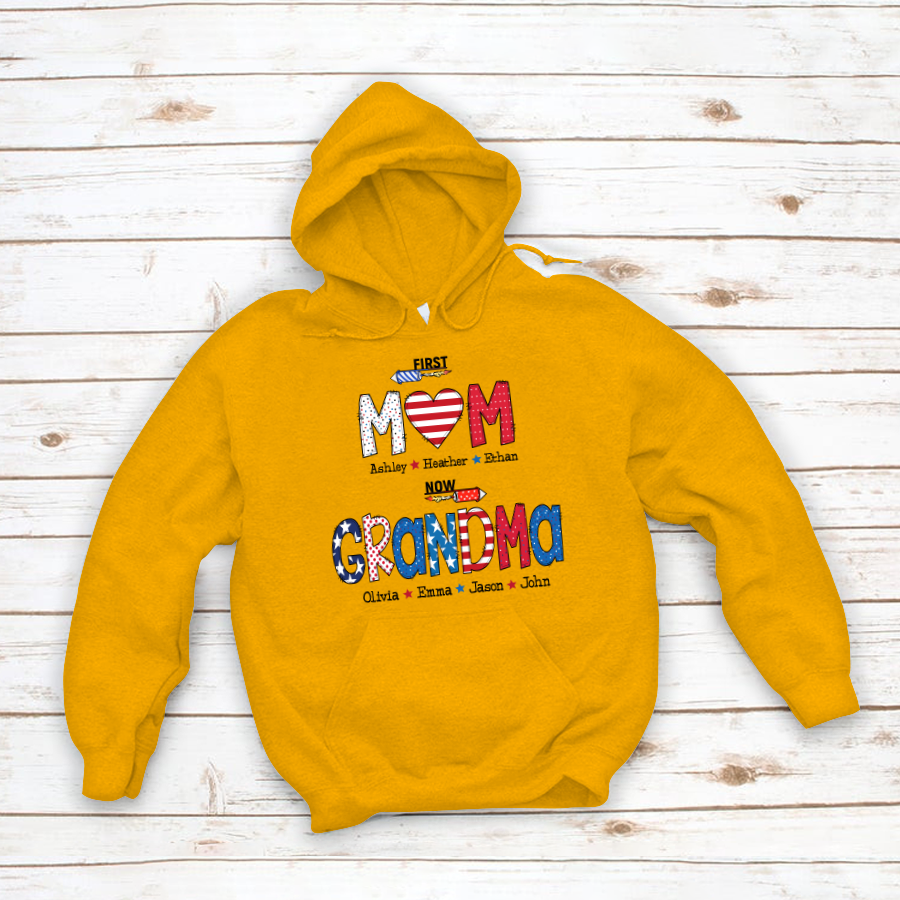 First Mom Now Grandma and grandkids Hoodie