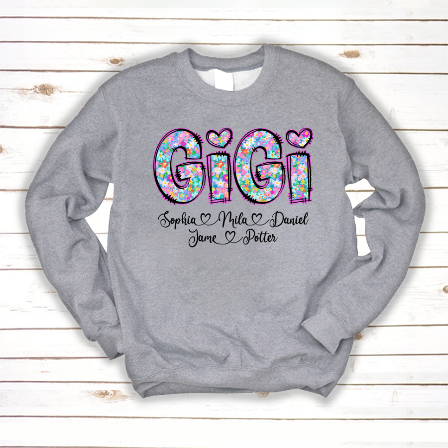 Gigi Coquette Floral Gigi And Grandkids Mothers Day Shirt