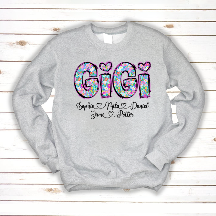 Gigi Coquette Floral Gigi And Grandkids Mothers Day Shirt