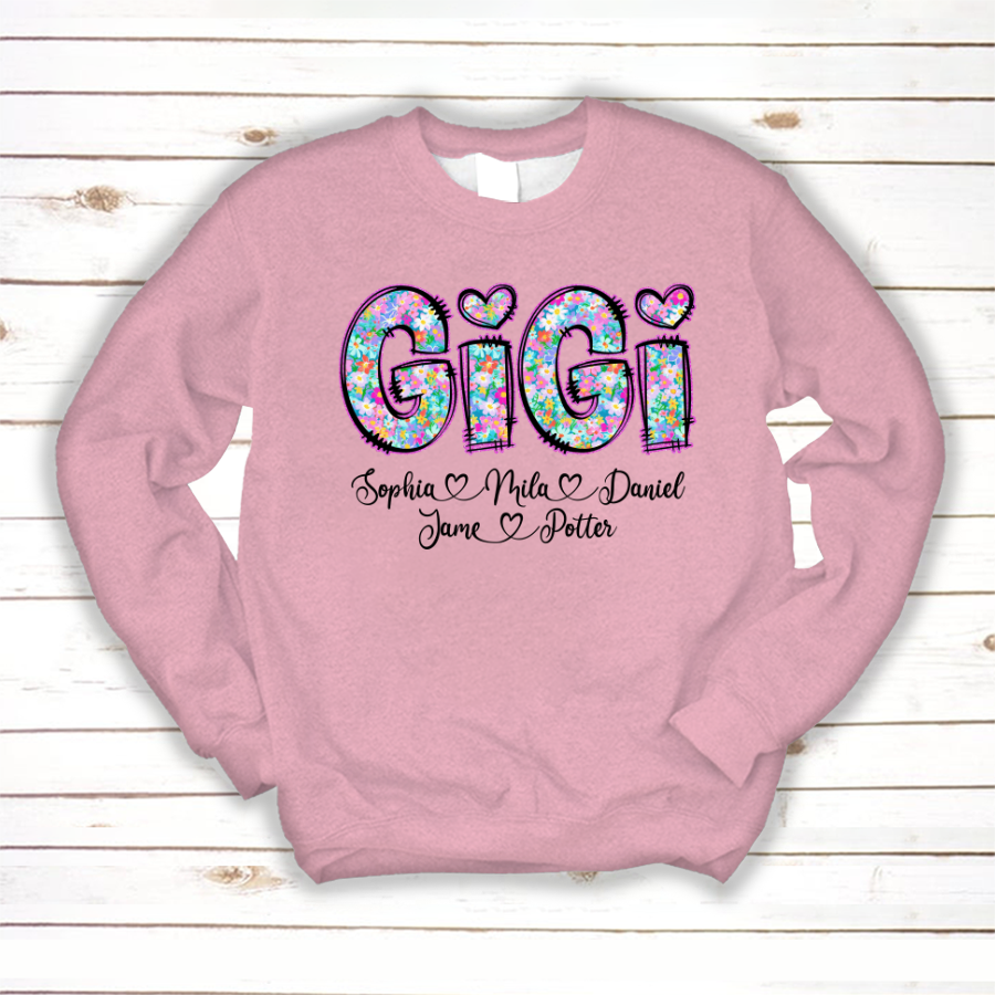 Gigi Coquette Floral Gigi And Grandkids Mothers Day Shirt