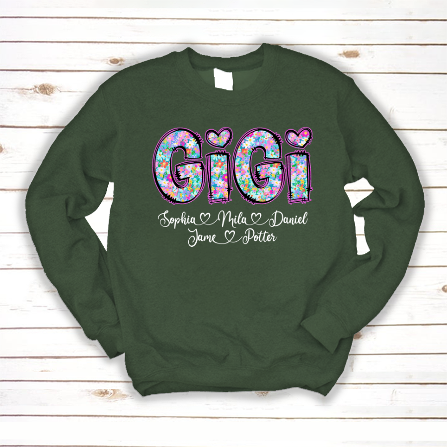 Gigi Coquette Floral Gigi And Grandkids Mothers Day Shirt