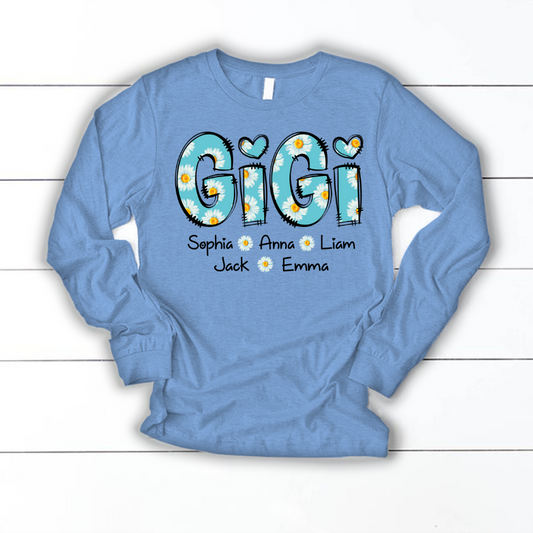 Gigi Blue Daisy And Grandkids Mother's Day Longsleeve