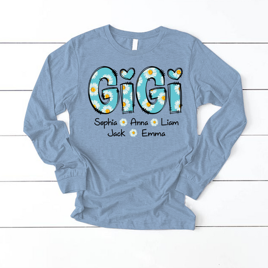 Gigi Blue Daisy And Grandkids Mother's Day Longsleeve