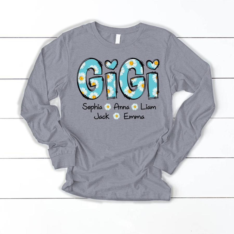Gigi Blue Daisy And Grandkids Mother's Day Longsleeve