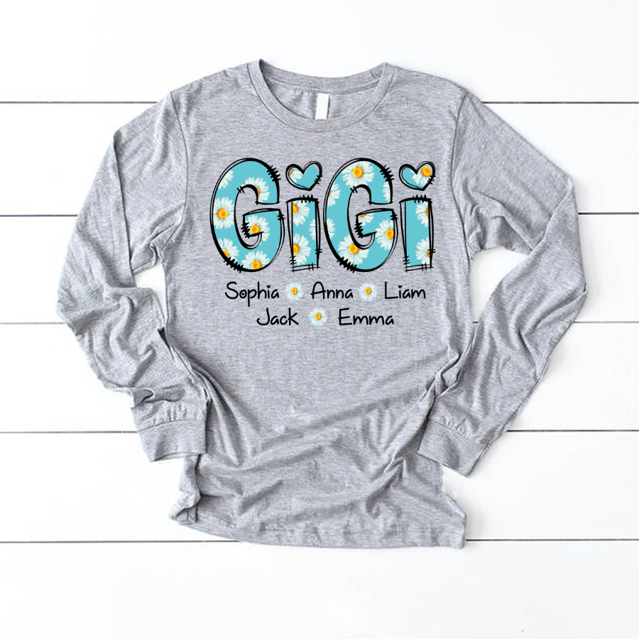 Gigi Blue Daisy And Grandkids Mother's Day Longsleeve