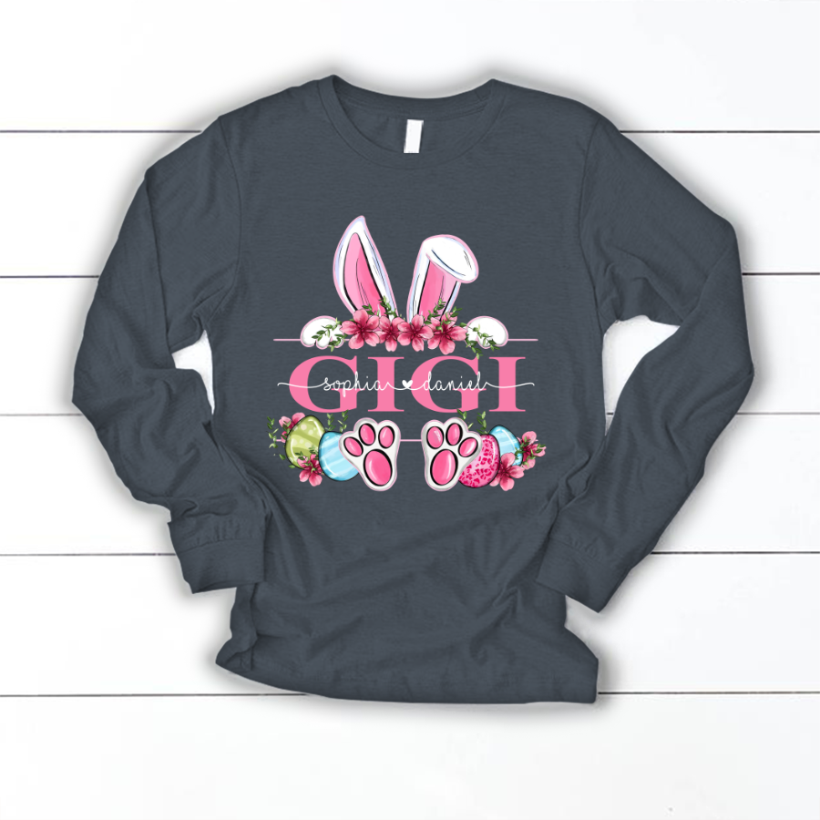 Gigi Bunny And Kids, Gift For Grandma, Grammy, Mama, Nana, Mimi, Mother Day CTH01 Longsleeve