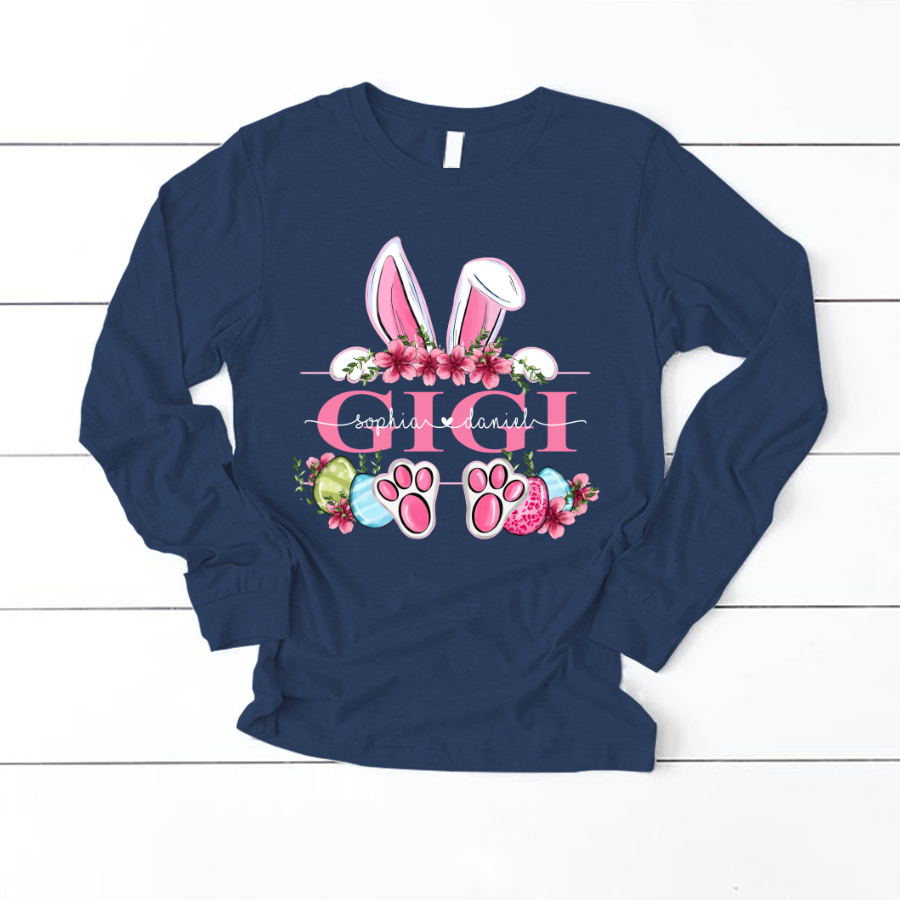 Gigi Bunny And Kids, Gift For Grandma, Grammy, Mama, Nana, Mimi, Mother Day CTH01 Longsleeve