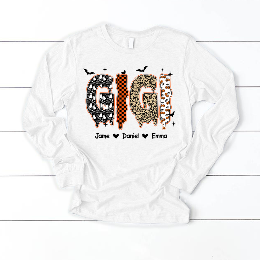 Personalized Halloween Pumpkin Gigi and Grandkids Shirt