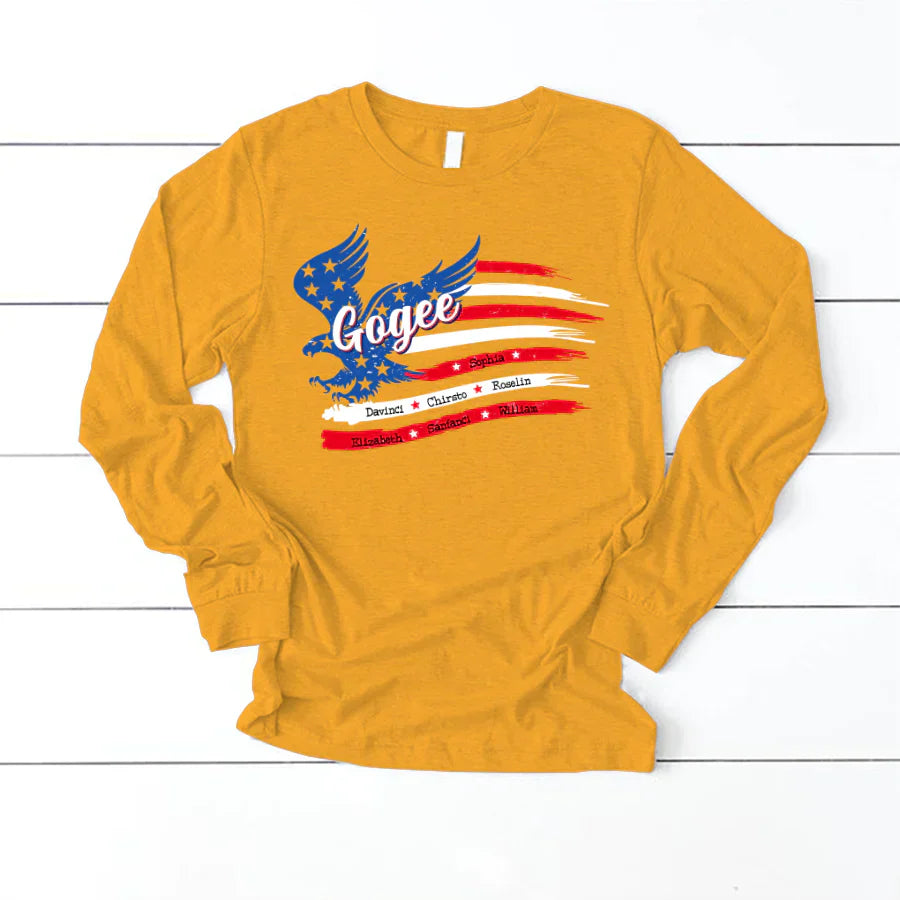 Gogee With Grandkids Names 4th Of July CTL94 Longsleeve