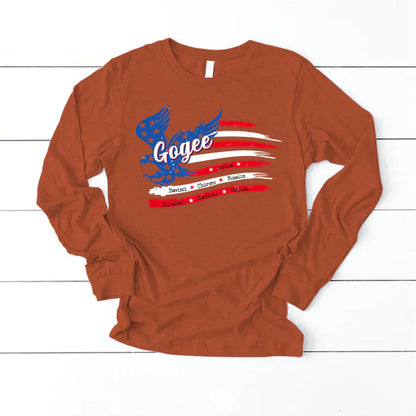 Gogee With Grandkids Names 4th Of July CTL94 Longsleeve