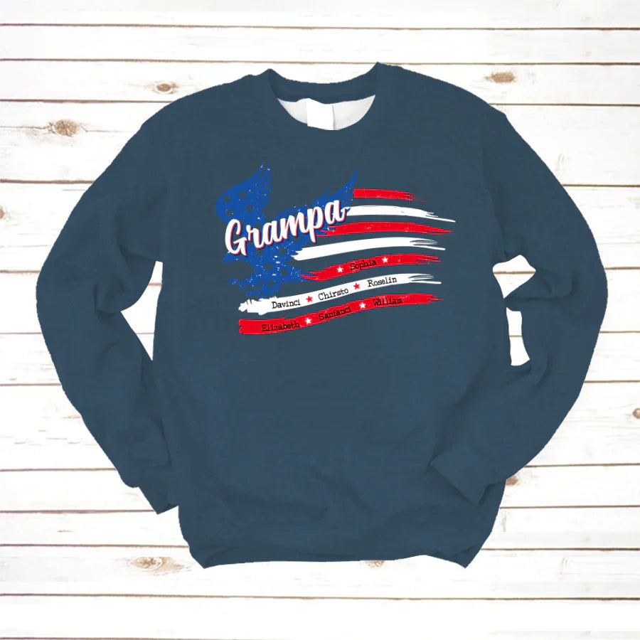 Grampa With Grandkids Names 4th Of July CTL94 Sweatshirt