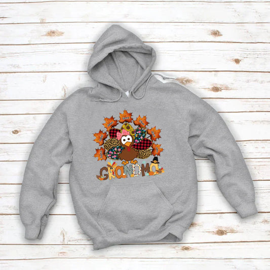 Grandma And Grandkids Thanksgiving Autumn Turkey Hoodie