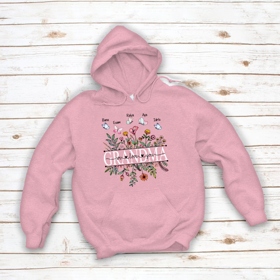 Grandma Flower We Love You Hoodie