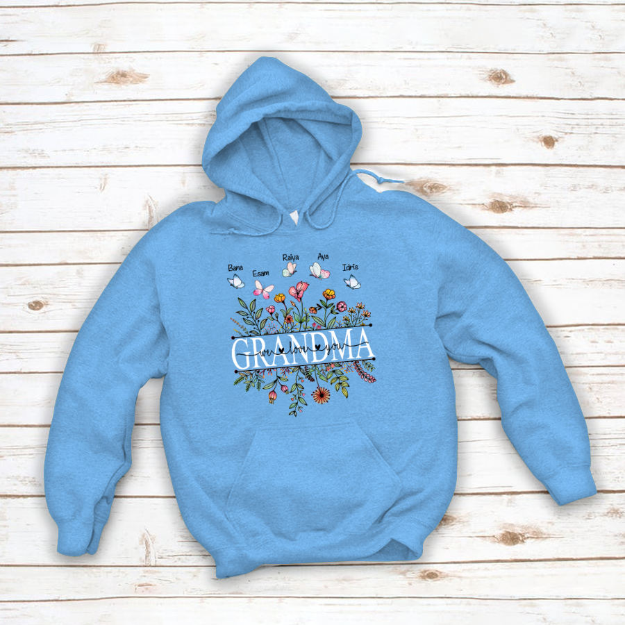 Grandma Flower We Love You Hoodie