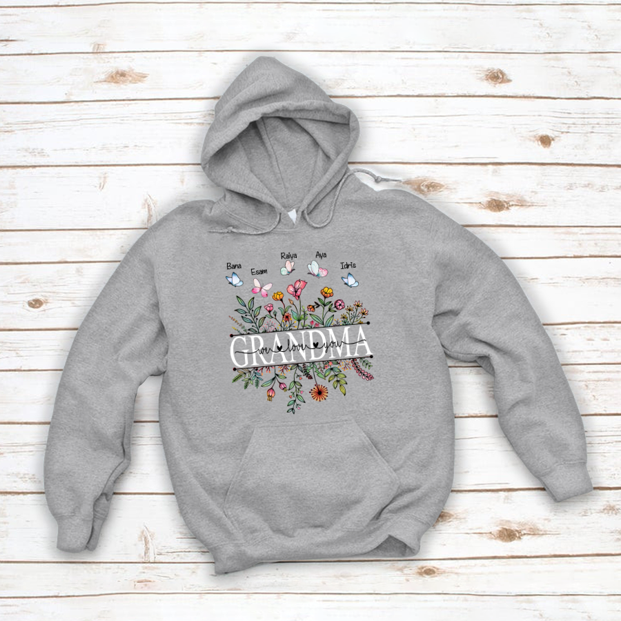 Grandma Flower We Love You Hoodie