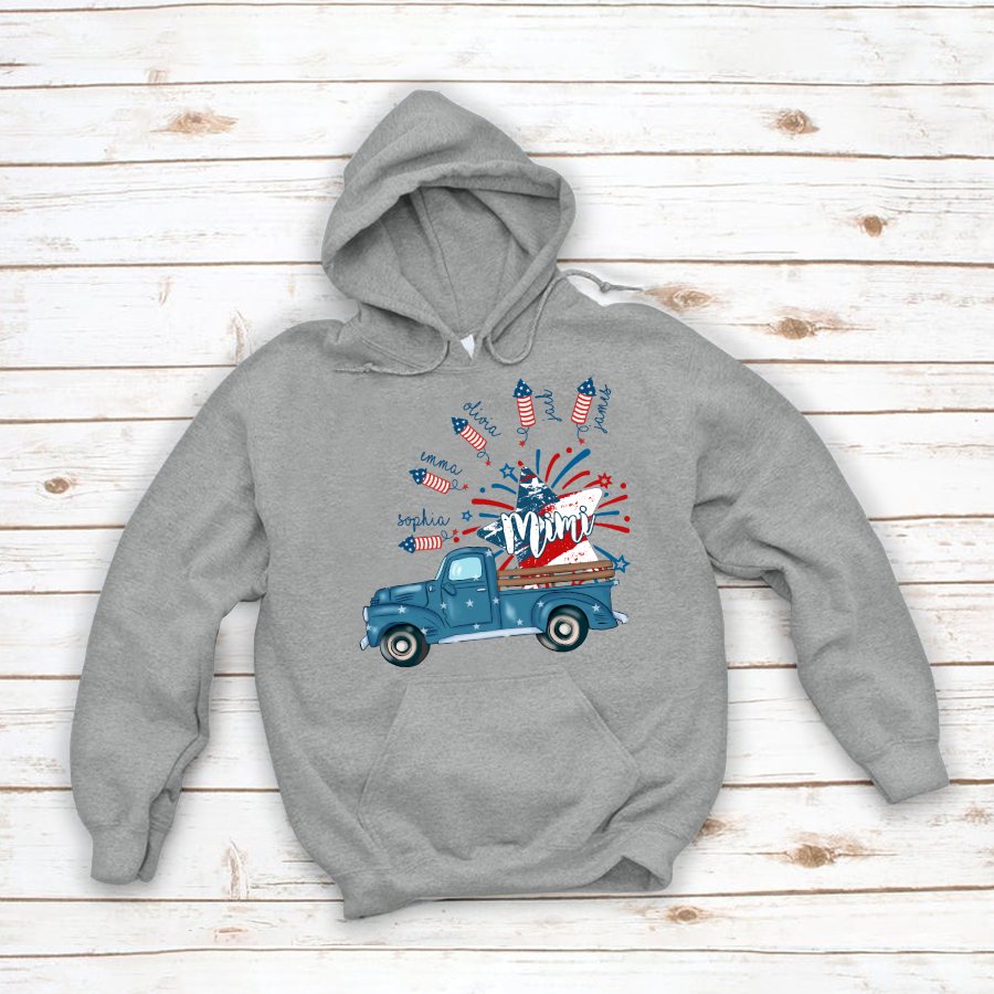 Grandma Truck Star 4th Of July and grandkids CL01 Hoodie