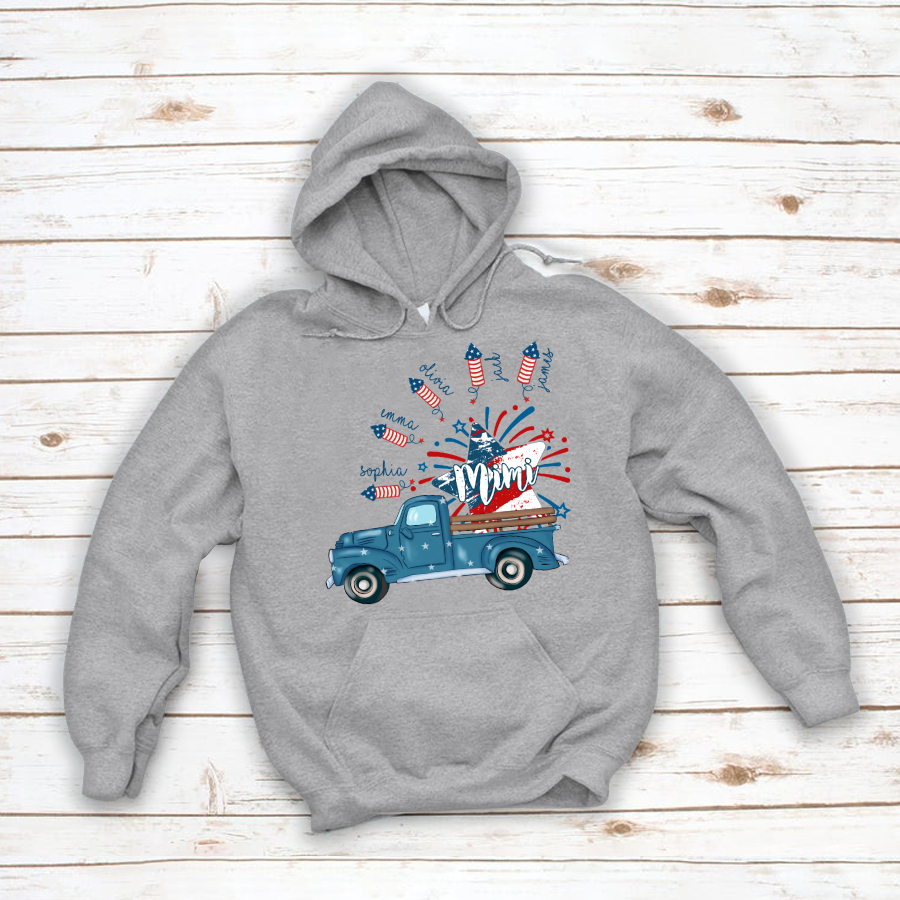 Grandma Truck Star 4th Of July and grandkids CL01 Hoodie