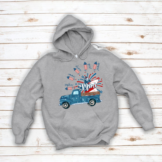 Grandma Truck Star 4th Of July and grandkids CL01 Hoodie