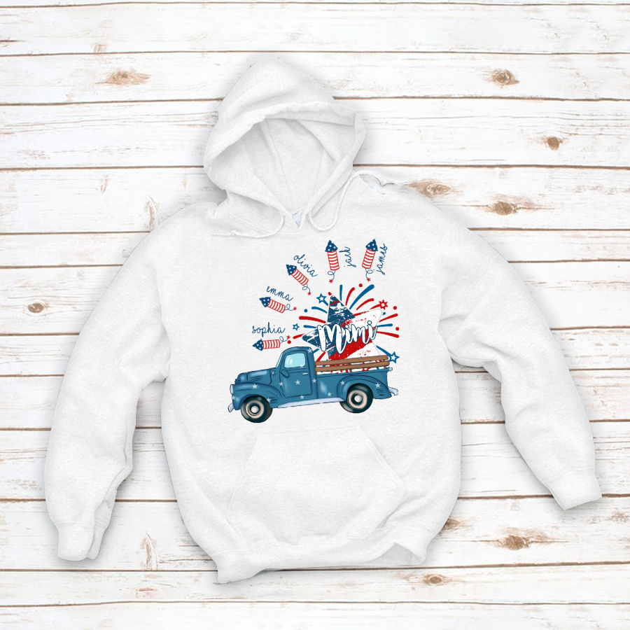 Grandma Truck Star 4th Of July and grandkids CL01 Hoodie