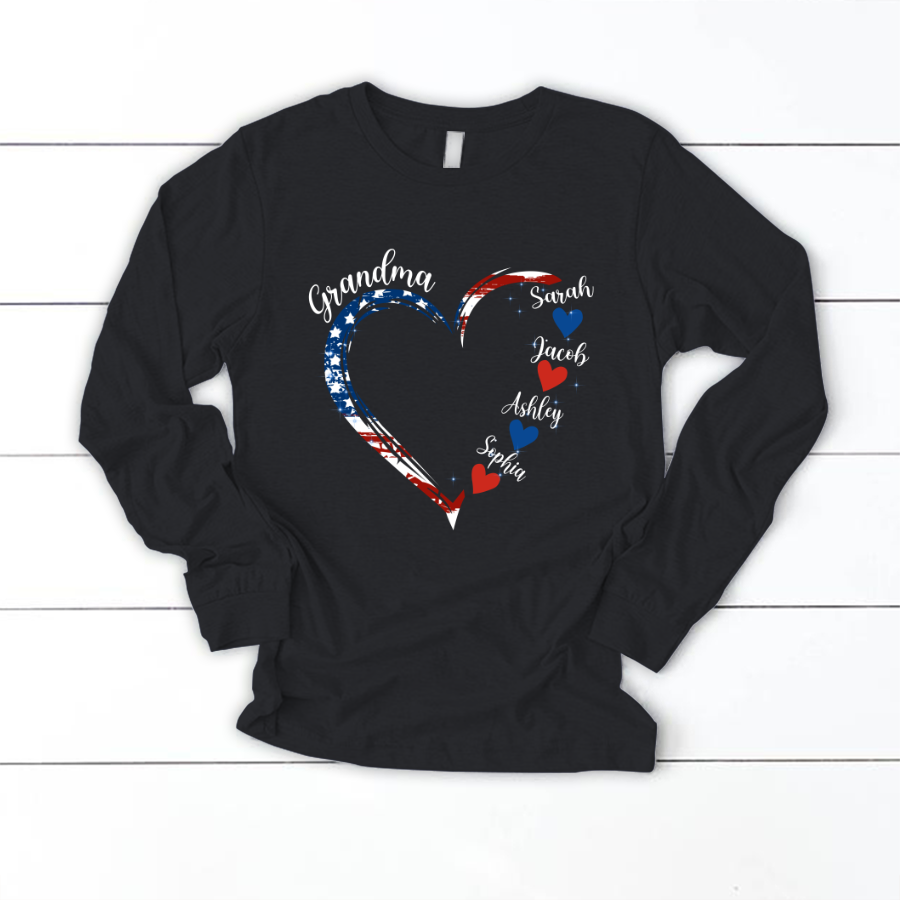 Grandma and Grandkids American Hearts Longsleeve