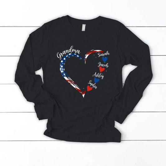 Grandma and Grandkids American Hearts Longsleeve