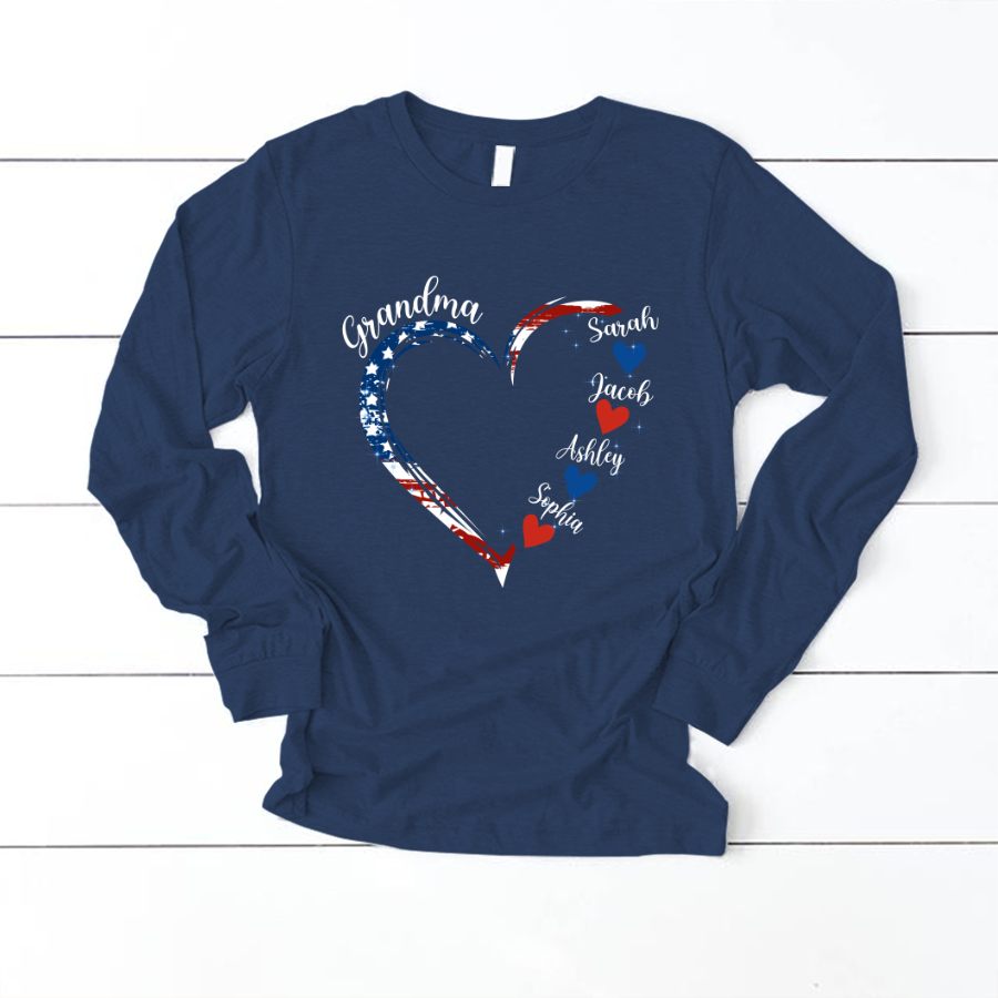 Grandma and Grandkids American Hearts Longsleeve