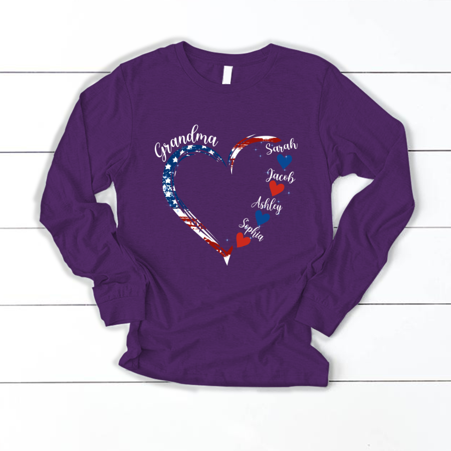 Grandma and Grandkids American Hearts Longsleeve