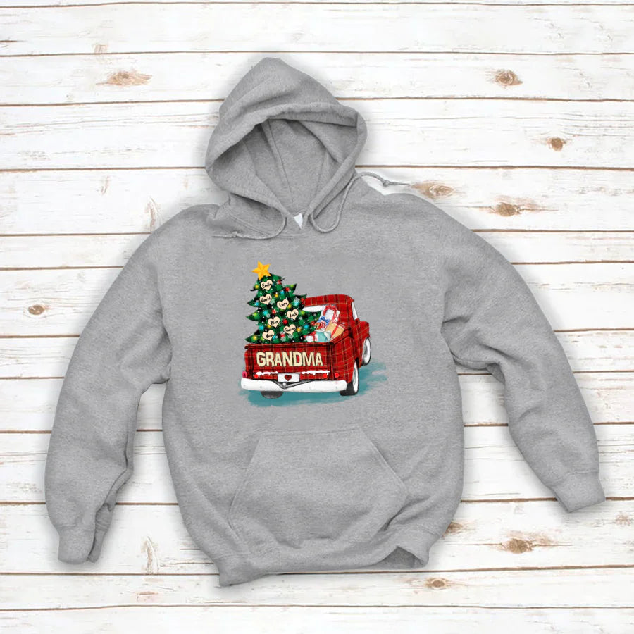Grandma and Grandkids Christmas Truck 2022 Hoodie