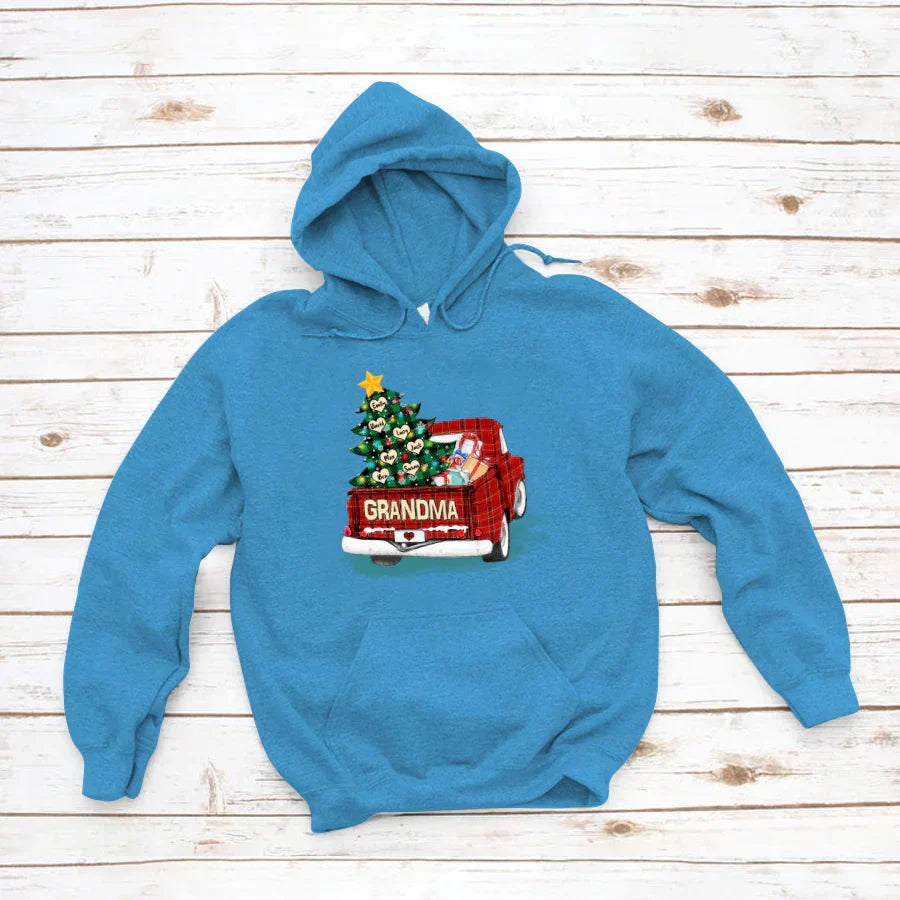 Grandma and Grandkids Christmas Truck 2022 Hoodie