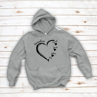 Grandma and Grandkids Heart , Grandma Heart Shirt, Custom Nana Shirt, Grandma and Grand Kids Hoodie