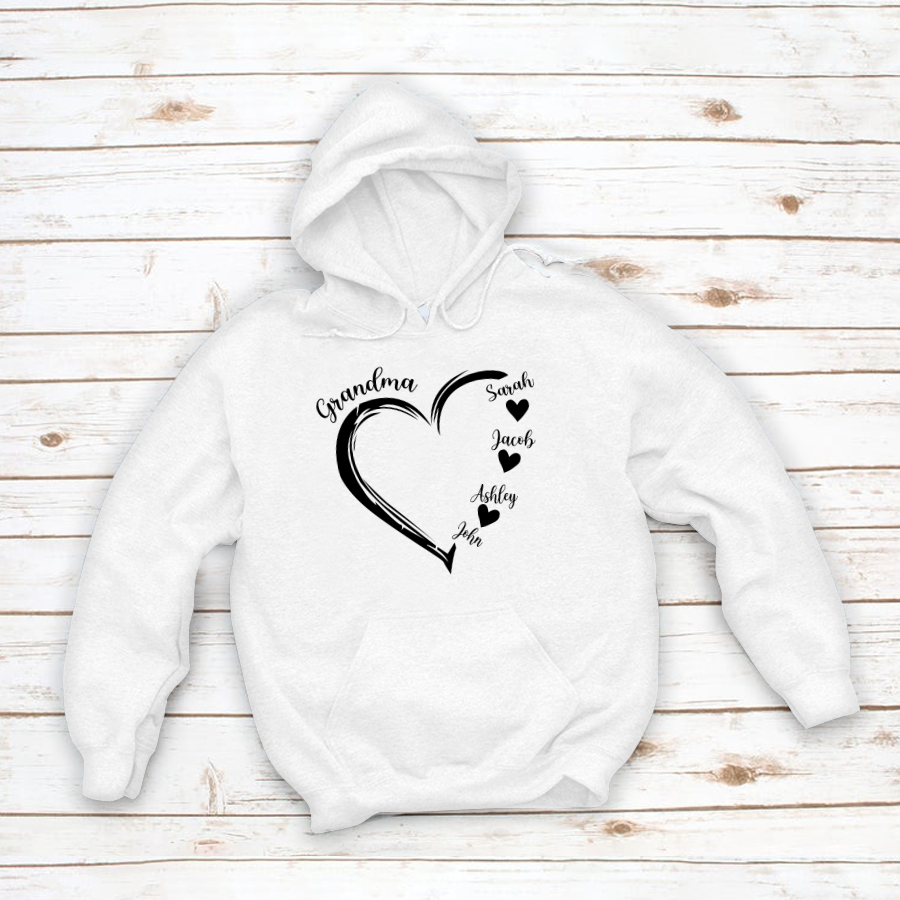 Grandma and Grandkids Heart , Grandma Heart Shirt, Custom Nana Shirt, Grandma and Grand Kids Hoodie