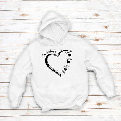 Grandma and Grandkids Heart , Grandma Heart Shirt, Custom Nana Shirt, Grandma and Grand Kids Hoodie