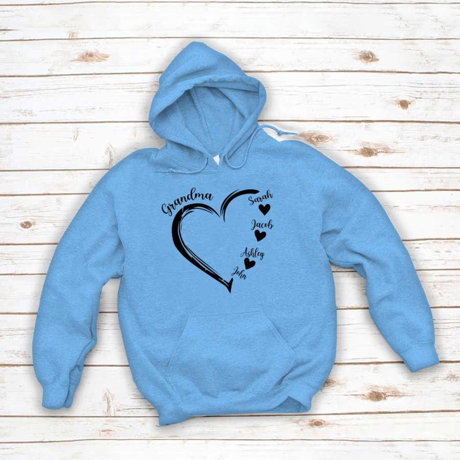 Grandma and Grandkids Heart , Grandma Heart Shirt, Custom Nana Shirt, Grandma and Grand Kids Hoodie
