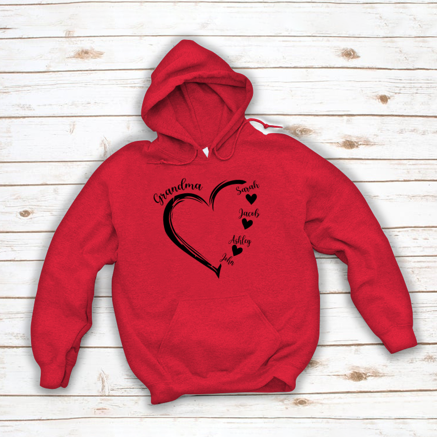 Grandma and Grandkids Heart , Grandma Heart Shirt, Custom Nana Shirt, Grandma and Grand Kids Hoodie