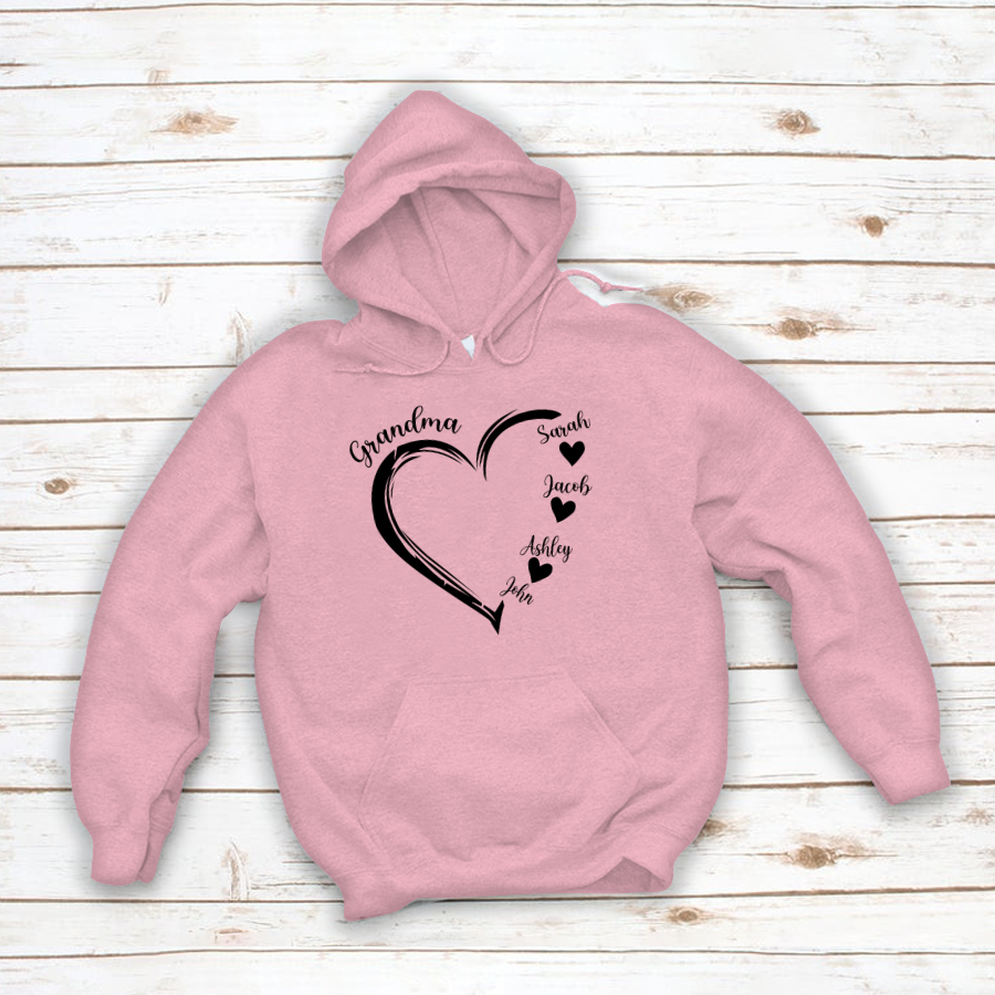 Grandma and Grandkids Heart , Grandma Heart Shirt, Custom Nana Shirt, Grandma and Grand Kids Hoodie