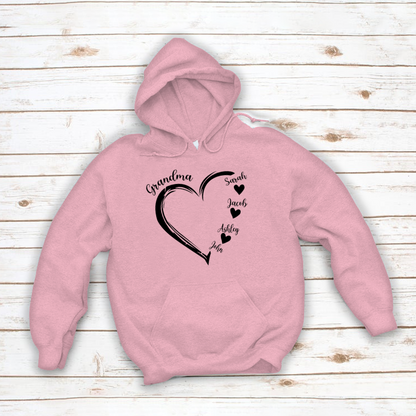 Grandma and Grandkids Heart , Grandma Heart Shirt, Custom Nana Shirt, Grandma and Grand Kids Hoodie