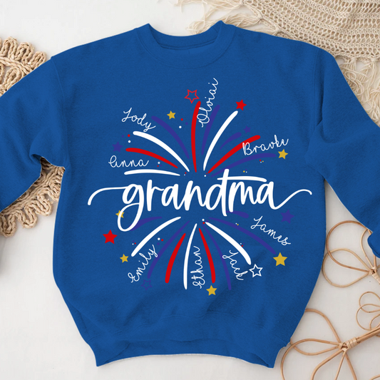 Grandma firework star And Grandkids 4th of july Sweatshirt