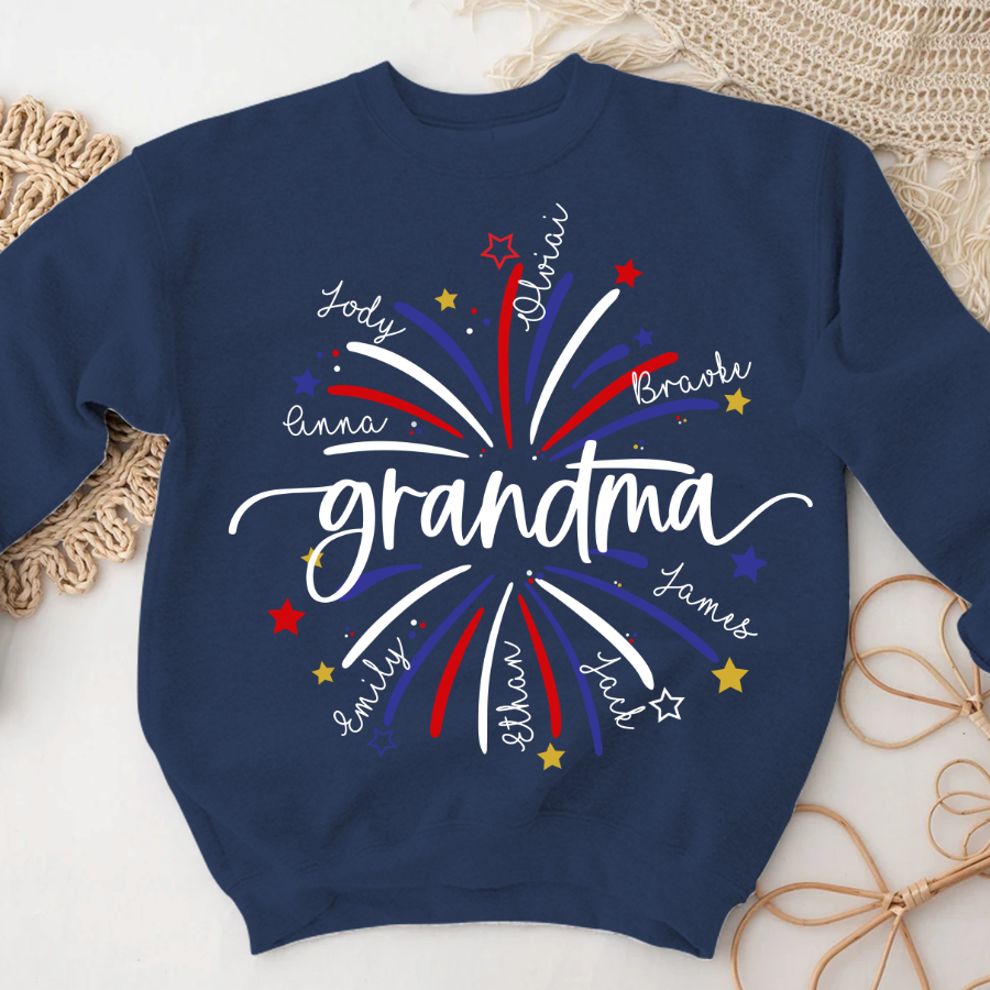 Grandma firework star And Grandkids 4th of july Sweatshirt