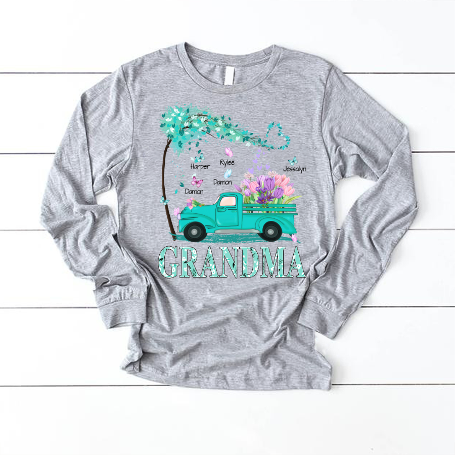 Grandma truck flower And Grandkids Mother's Day Longsleeve