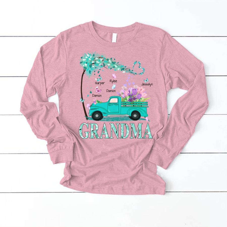 Grandma truck flower And Grandkids Mother's Day Longsleeve