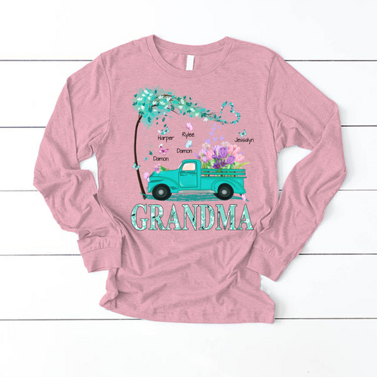 Grandma truck flower And Grandkids Mother's Day Longsleeve