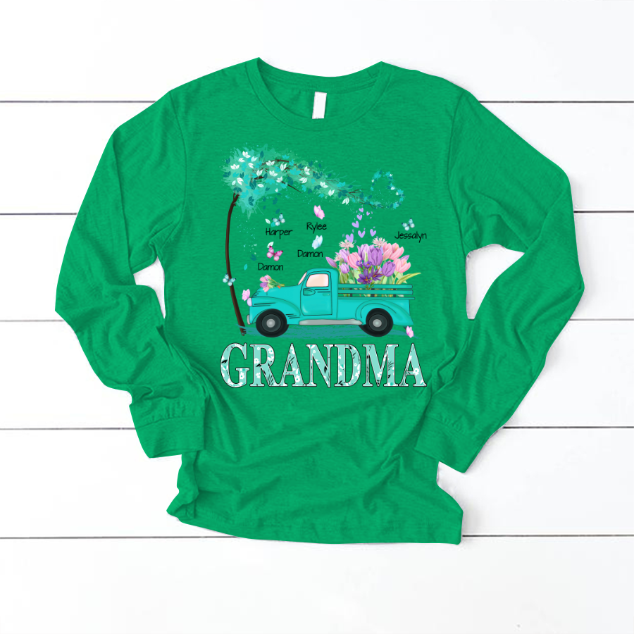 Grandma truck flower And Grandkids Mother's Day Longsleeve