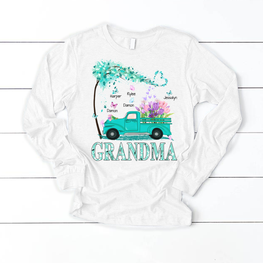 Grandma truck flower And Grandkids Mother's Day Longsleeve