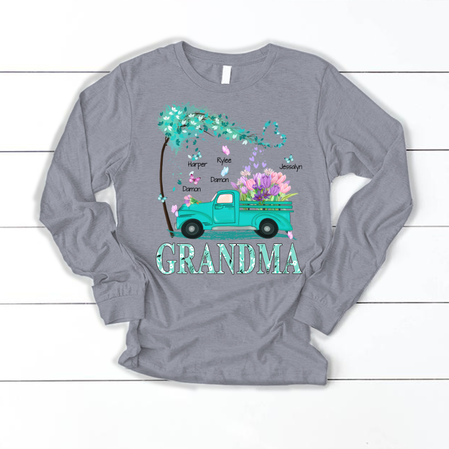 Grandma truck flower And Grandkids Mother's Day Longsleeve