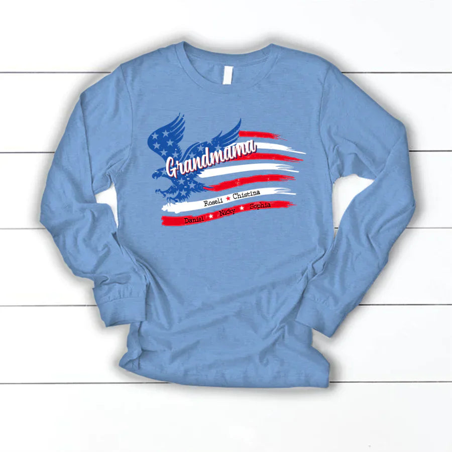 Grandmama With Grandkids Names 4th Of July CTL94 Longsleeve