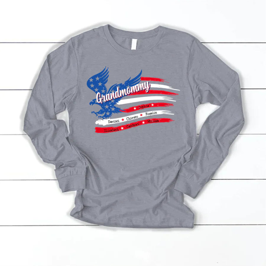 Grandmommy With Grandkids Names 4th Of July CTL94 Longsleeve