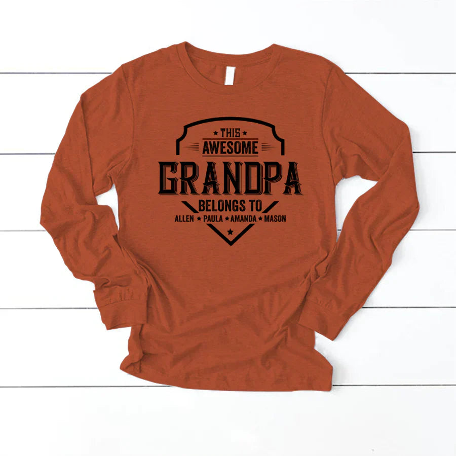 Grandpa Awesome With Grandkids VT22120051 Longsleeve
