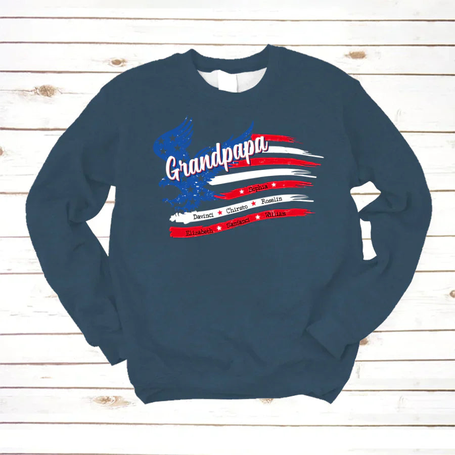 Grandpapa With Grandkids Names 4th Of July CTL94 Sweatshirt