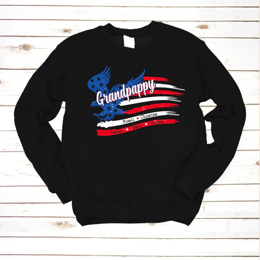 Grandpappy With Grandkids Names 4th Of July CTL94 Sweatshirt